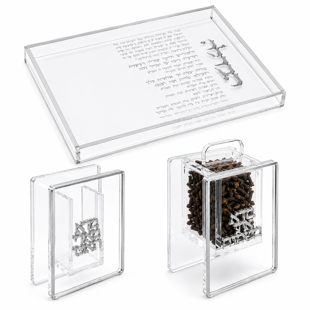 Pearl Havdalah Set | Elegant Acrylic Judaica – Schonfeld Collection