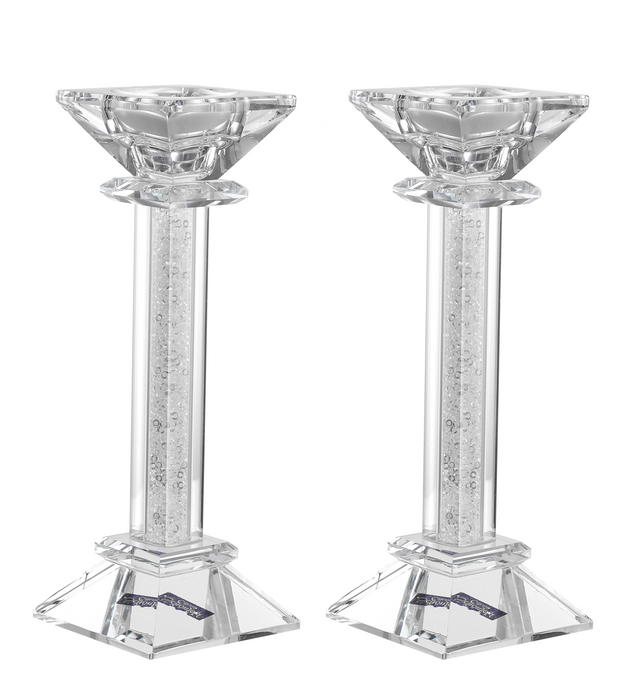 Crystal Candlestick and Tea candle Holder - Clear filling 7"