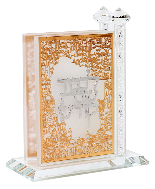 Crystal Match Box Standing Combined Gold And Silver Plate