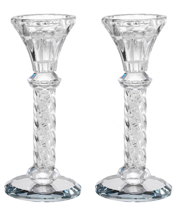 Crystal Candlestick Spiral Legs Clear Filling 6"