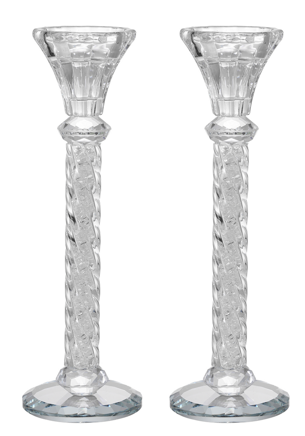 Crystal Candlestick Spiral Legs Clear Filling 8.5"