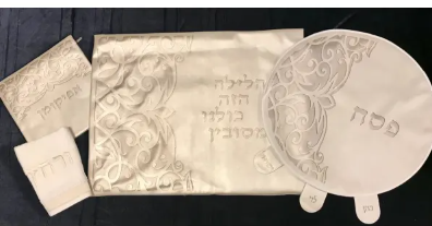 4 Pc Pesach Set Leather look Laser Engraved