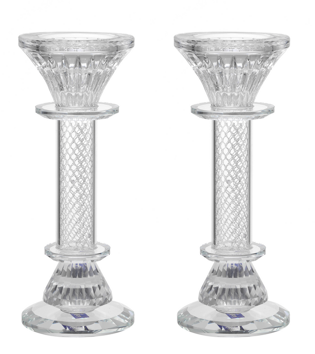 Crystal Candlestick Silver Paper Filling 7"