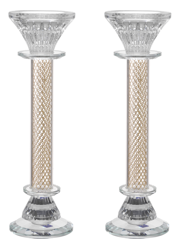 Crystal Candlestick Gold Paper Filling 9.5"