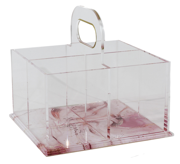 Acrylic 4 Section Cutlery Holder - Marble Design