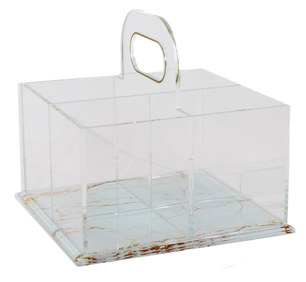 Acrylic 4 Section Cutlery Holder - Marble Design