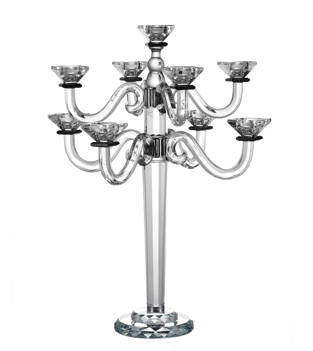 Crystal Candelabra 9 Branch with Black Rim 22"