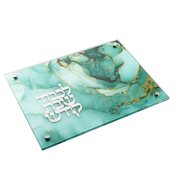 Teal Marble Challah Board 11x15"