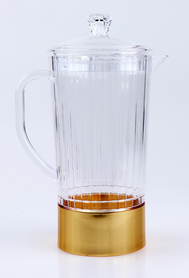 5.5"x11" Crystal Pitcher with Cover and Gold Base