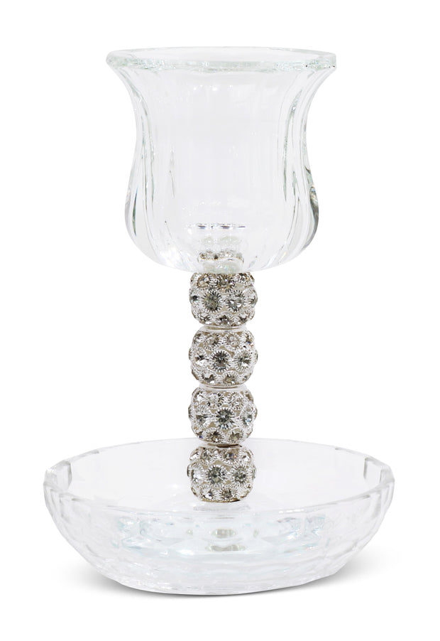 Crystal Kiddush Cup 5.75" with Tray