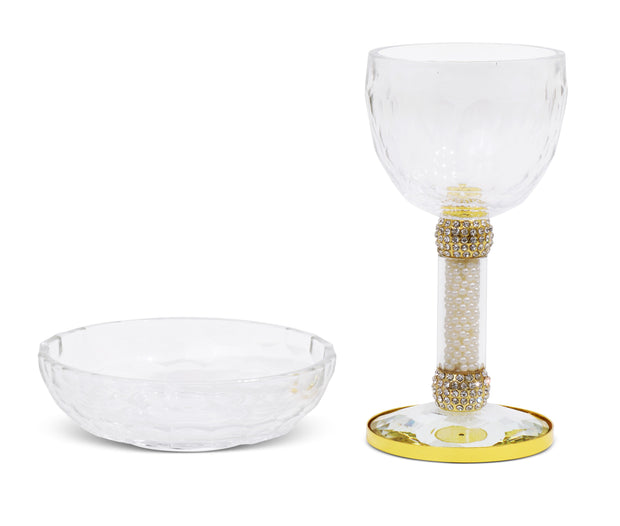 Crystal Kiddush Cup 5.75" with Tray