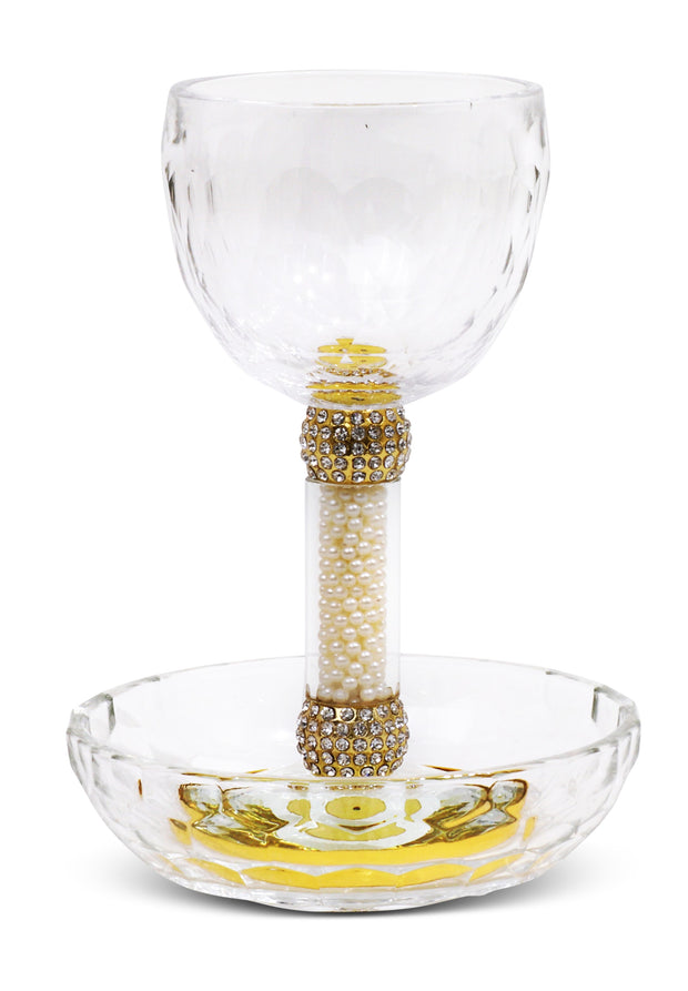 Crystal Kiddush Cup 5.75" with Tray