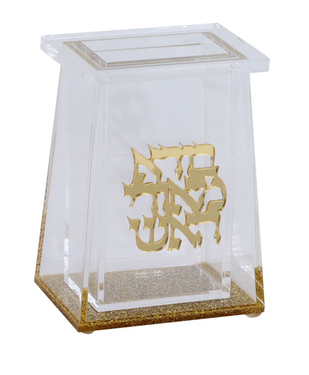 Acrylic Havdalah Holder with Gold Glitter Base