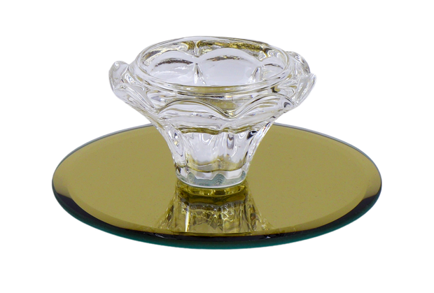 One Crystal Candle Holder with Gold Base-  4"