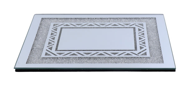 Mirror Tray with white diamond-10"x14"