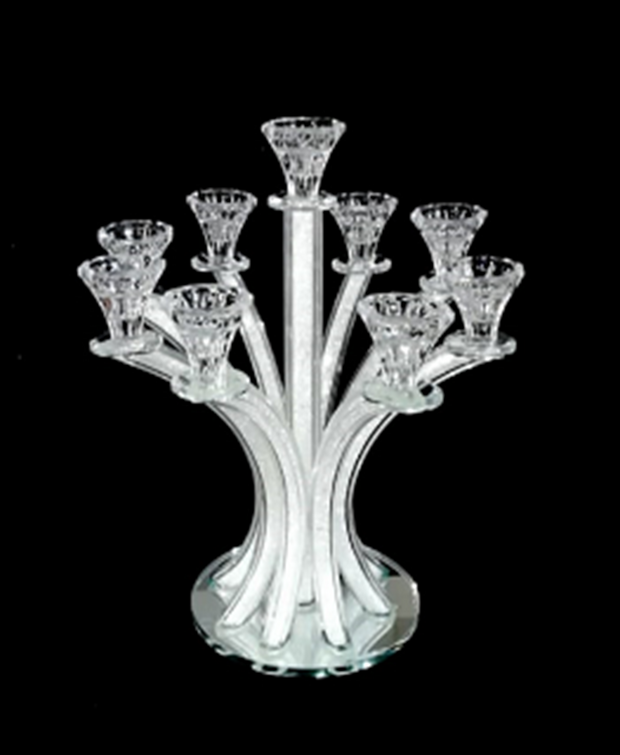 Crystal Candelabra  With Broken Glass With Gold 5 Branch 14"