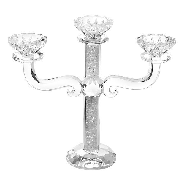 Crystal Candelabra Broken Glass 3 Branch 10" H