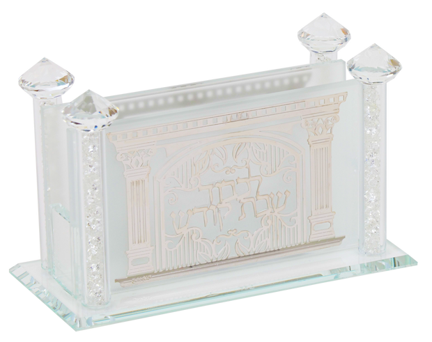 Matt Crystal Match Box With Silver Lekavod Shabbat 5.14x2.58x3.14"