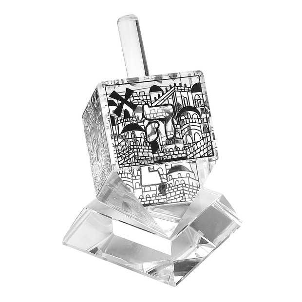 Crystal Dreidel On Stand 4x 2.5"