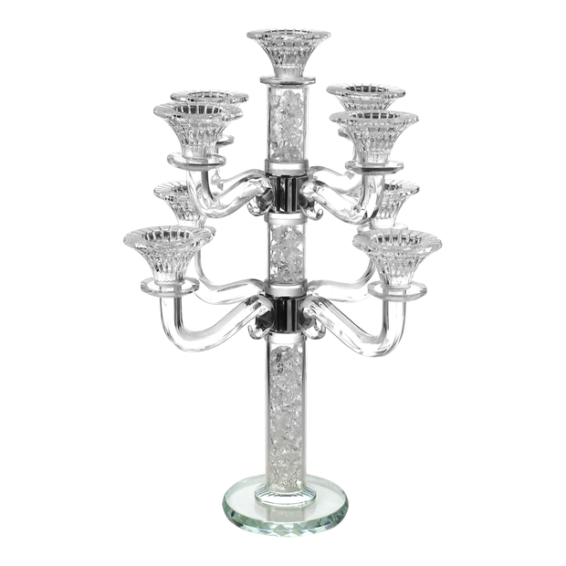 Crystal Candelabra Broken Glass 9 Branch 18"H