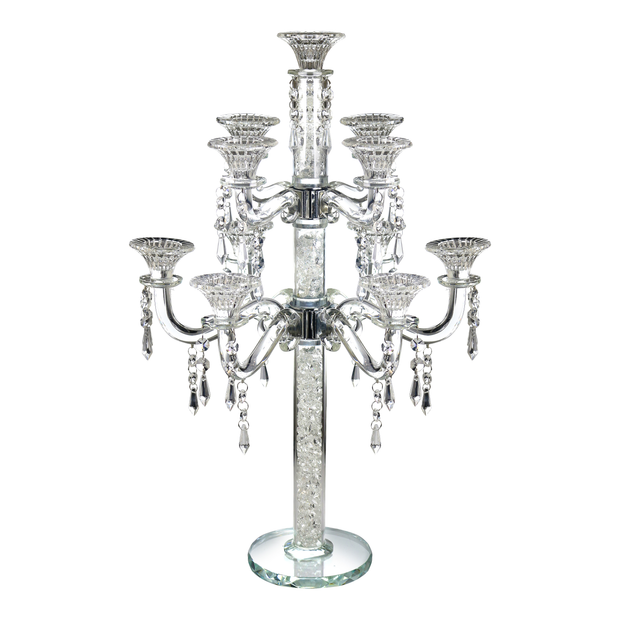 Crystal Candelabra Broken Glass 11 Branch 25"H