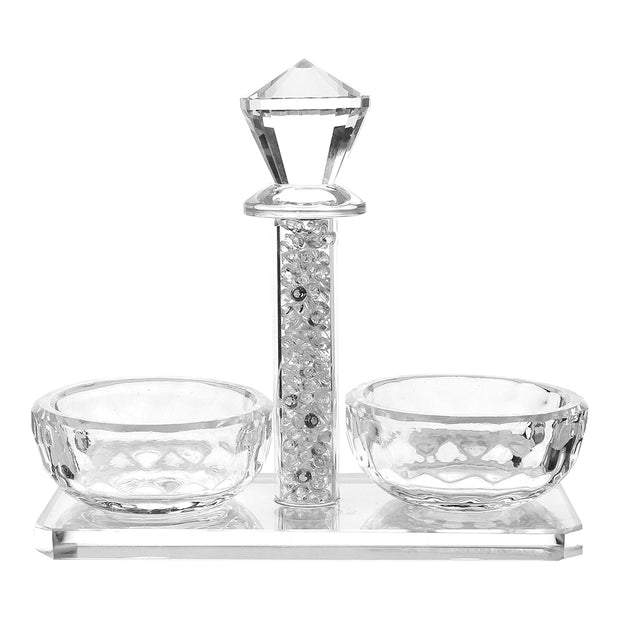 Crystal Salt Holder Broken Glass 4.5x5"