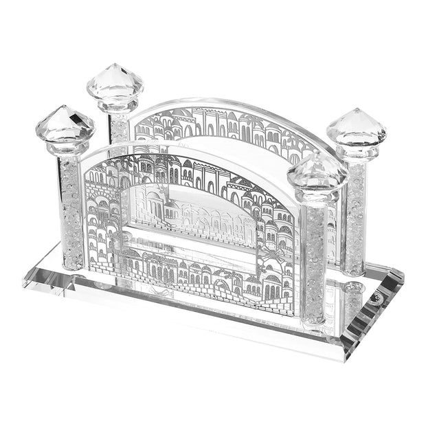 Crystal Napkin Holder Jerusalem Silver 6x2x3 "