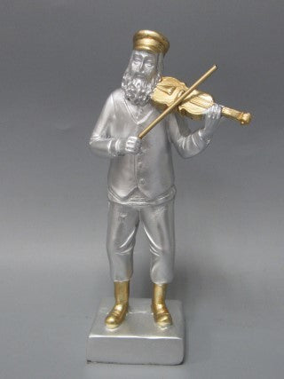 Fiddler Polyresin Silver & Gold  7"Fi