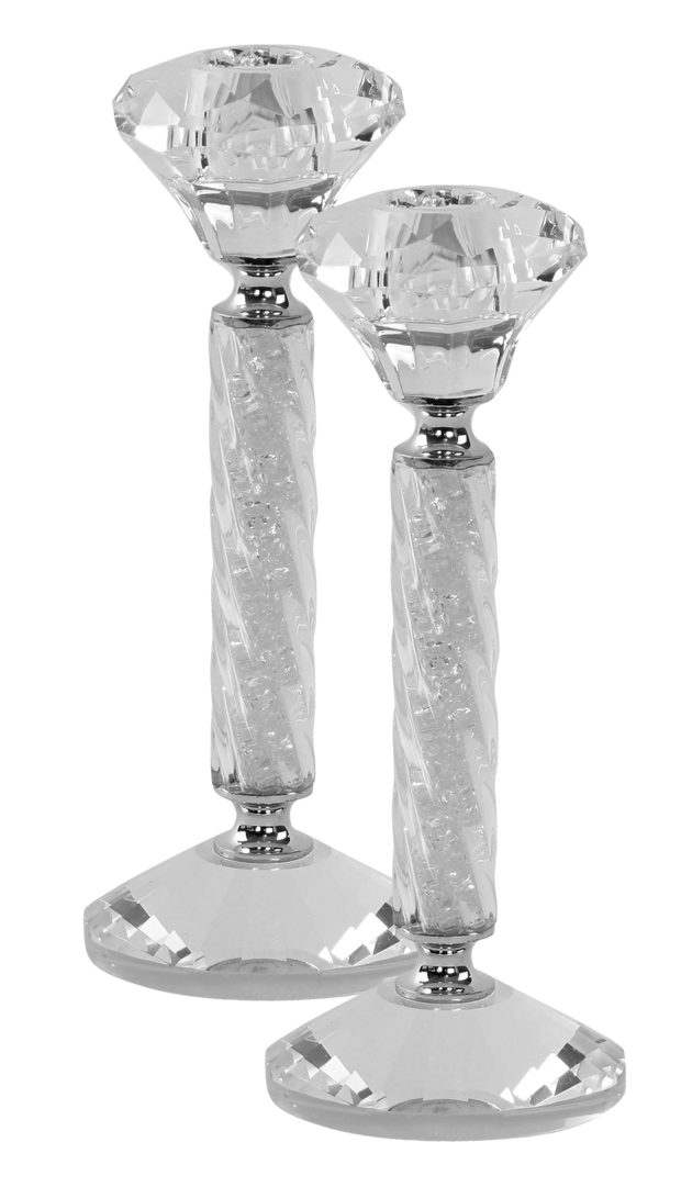 Candlesticks Crystal And Silver 7"