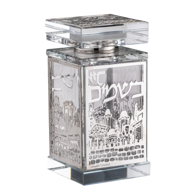 Crystal Besomim Holder Jerusalem Silver 2x2x4"