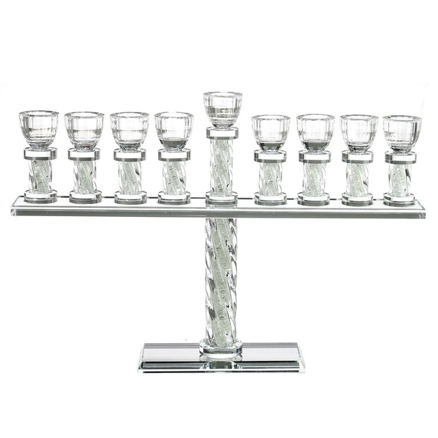 Crystal Menorah Swirl with Stones 9.8"