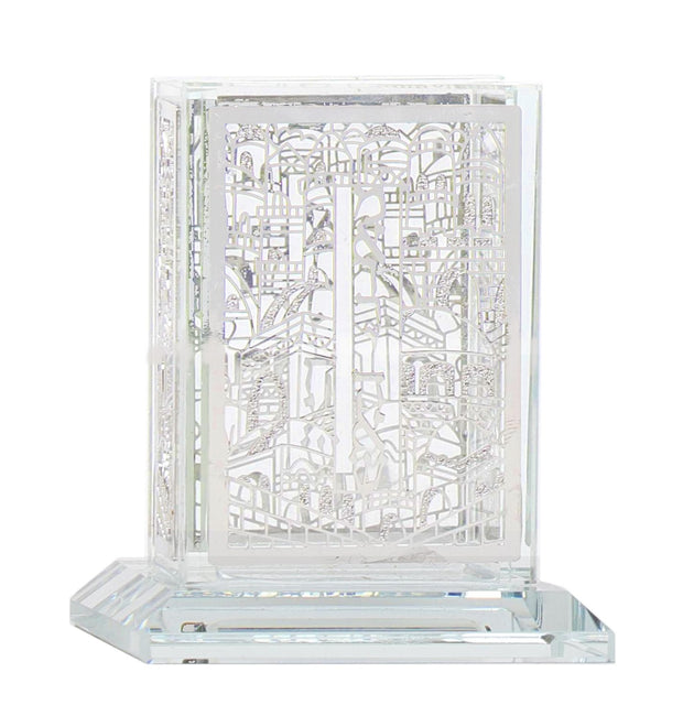 Crystal Havdalah Holder Silver Jerusalem