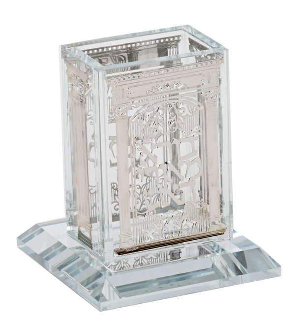 Crystal Havdalah Holder With Silver Plate