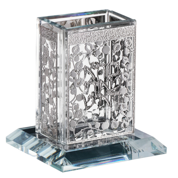 Crystal Havdalah Holder Pomegranate Silver 3x3.5"