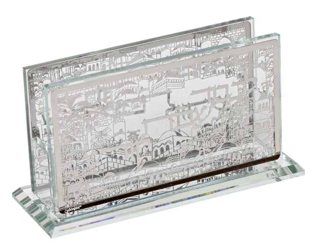 Crystal Match Box Holder With Silver Plate 5.14x2.58x3.14"