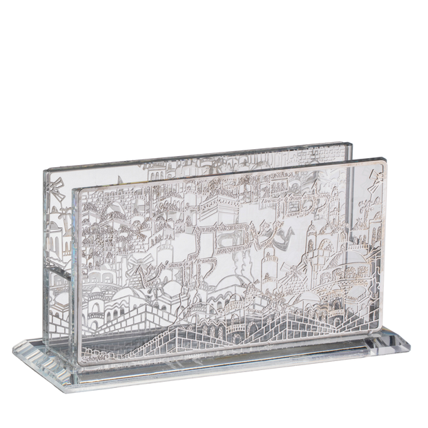 Crystal match box holder For Long Matches Floral Silver 5.5x2x3"