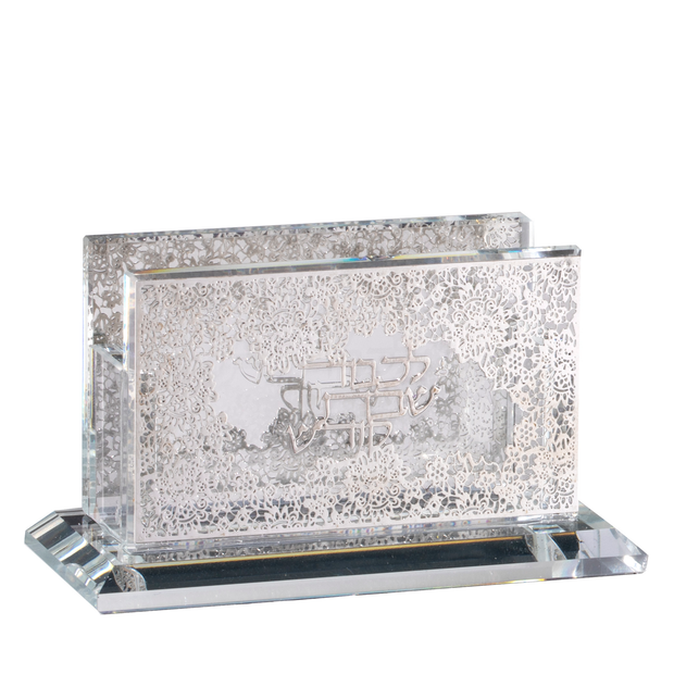 Crystal Mini Match Box Holder Floral Silver 3x1.5x3