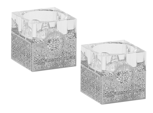 Crystal And Silver Tealight Candle Holder 2"H X 2"W