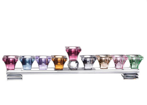 Crystal Menorah Strip Rainbow Colors 13.5 X 3"