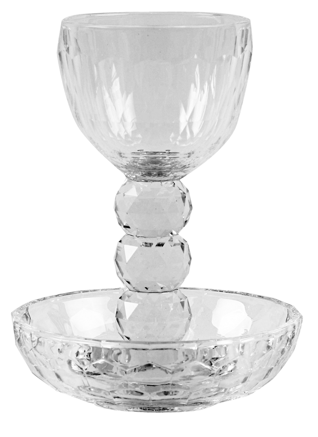 Crystal Kiddush Cup 5.5"H Tray 4.5"W