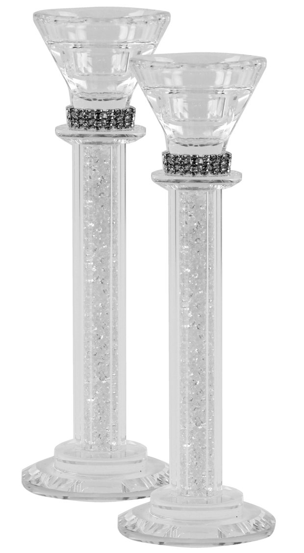 Crystal Candlesticks with Clear Crystal Filling 7.5"