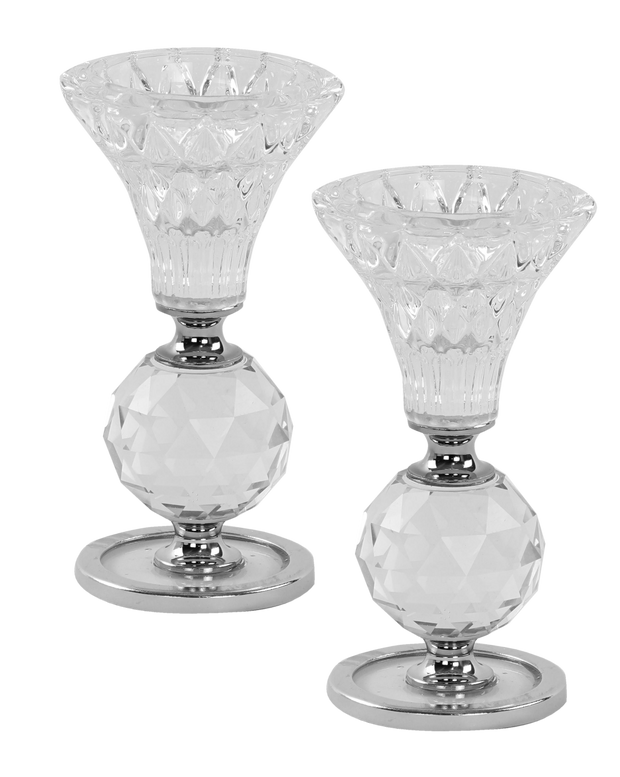 Candlesticks Crystal Silver 4.5"