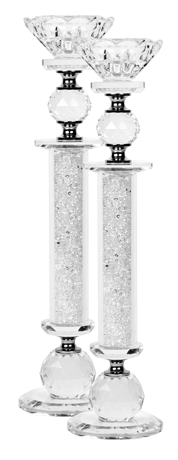 Crystal Candlesticks White Stones Set of 2 Large 11"