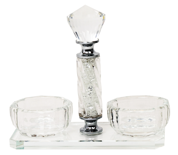 Salt & Pepper Holder Crystal With White Stones