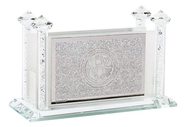 Crystal Match Box Standing -With Silver Shabbat Plate