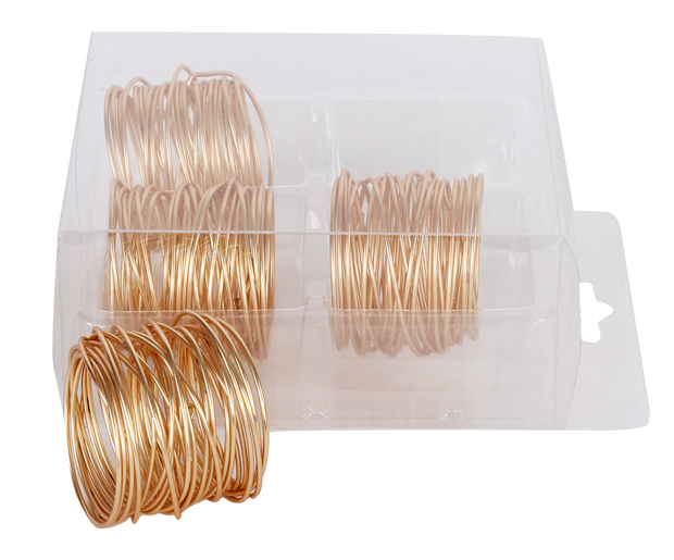 Gold Wired Napkin Ring set of 4/pvc box,