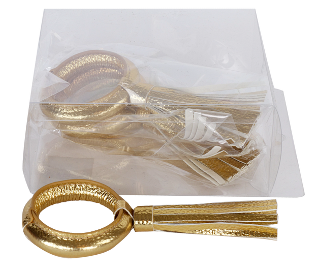 Gold Tassel Napkin Ring set of 4/pvc box,