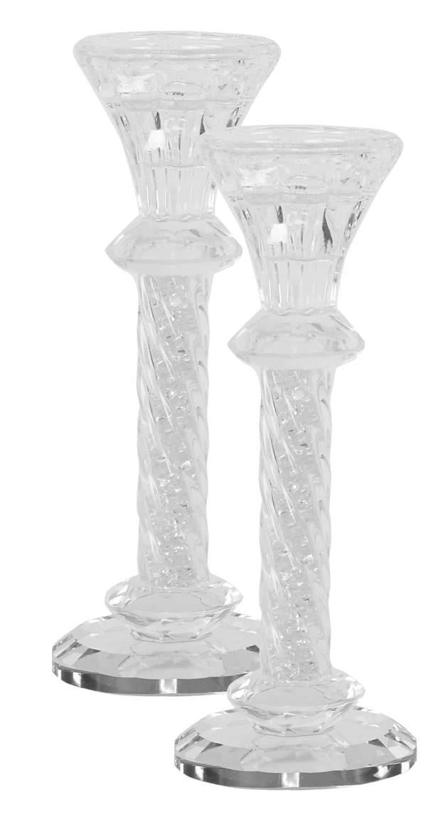 Crystal Candlesticks White Stones 8.5"