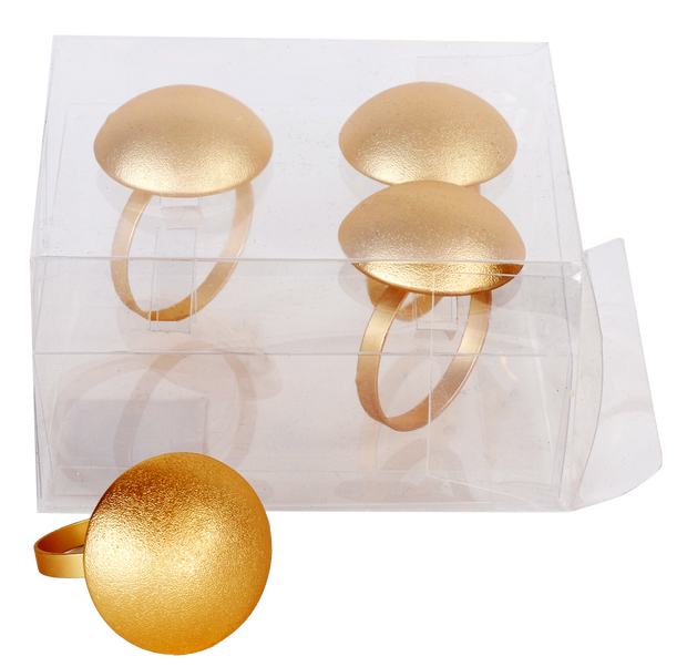 Gold Button Napkin Ring set of 4/pvc box,