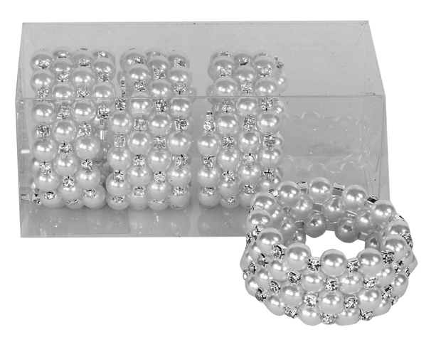 Pearl'n'diamonds Napkin Ring set of 4/pvc box,